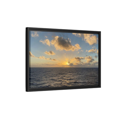 Golden Glow Over Ocean Canvas Wall Art – Peaceful Sunrise Print | Serene Coastal Photography Decor – 18″ x 12″ (Horizontal) Canvas for art for office (84 view)