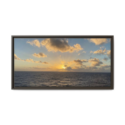 Golden Glow Over Ocean Canvas Wall Art – Peaceful Sunrise Print | Serene Coastal Photography Decor – 32" x 16" (Horizontal) Canvas for art for office (34 view)