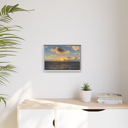 Golden Glow Over Ocean Canvas Wall Art – Peaceful Sunrise Print | Serene Coastal Photography Decor – 18″ x 12″ (Horizontal) Canvas for art for office (82 view)