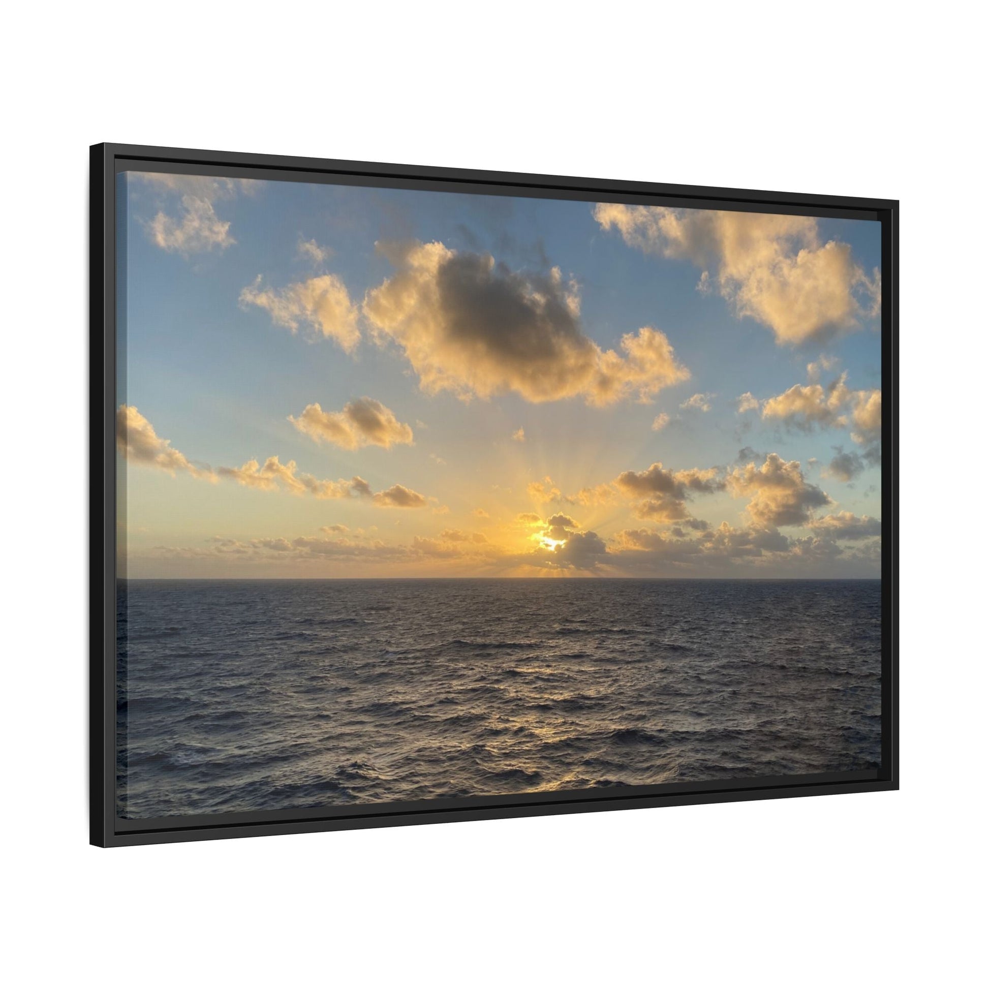 Golden Glow Over Ocean Canvas Wall Art – Peaceful Sunrise Print | Serene Coastal Photography Decor – 60" x 40" (Horizontal) Canvas for art for office (42 view)