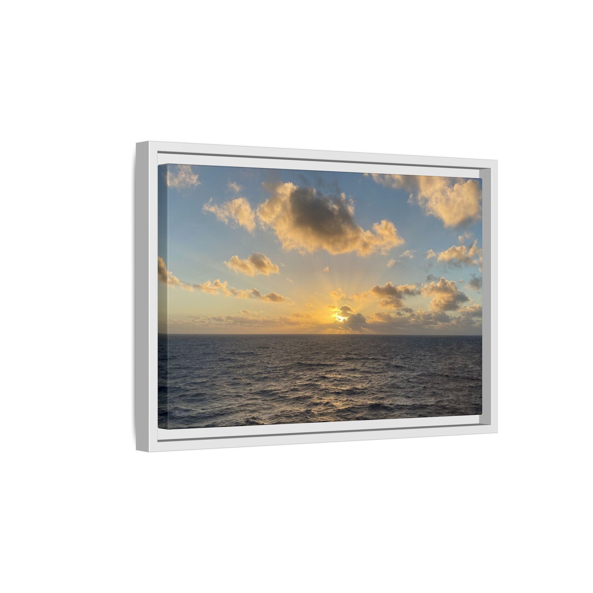 Golden Glow Over Ocean Canvas Wall Art – Peaceful Sunrise Print | Serene Coastal Photography Decor – 60" x 40" (Horizontal) Canvas by Printify