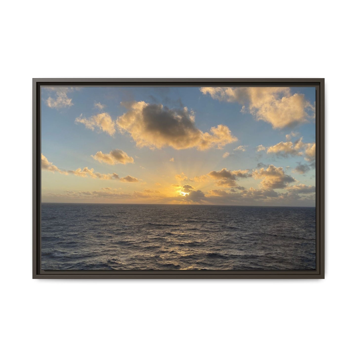 Golden Glow Over Ocean Canvas Wall Art – Peaceful Sunrise Print | Serene Coastal Photography Decor – 30″ x 20″ (Horizontal) Canvas for art for office (4 view)