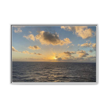 Golden Glow Over Ocean Canvas Wall Art – Peaceful Sunrise Print | Serene Coastal Photography Decor – 36" x 24" (Horizontal) Canvas for art for office (7 view)