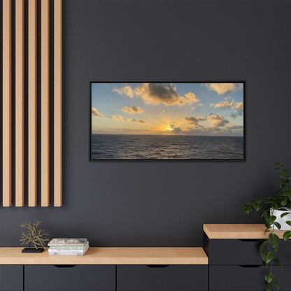 Golden Glow Over Ocean Canvas Wall Art – Peaceful Sunrise Print | Serene Coastal Photography Decor – 18″ x 12″ (Horizontal) Canvas for art for office (113 view)