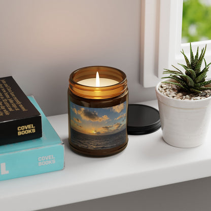 Golden Hour Glow – Ocean Sunset Candle with Coastal Photography Label | Relaxing Scented Jar Candle Gift – 9oz Home Decor for aromatic decor (8 view)