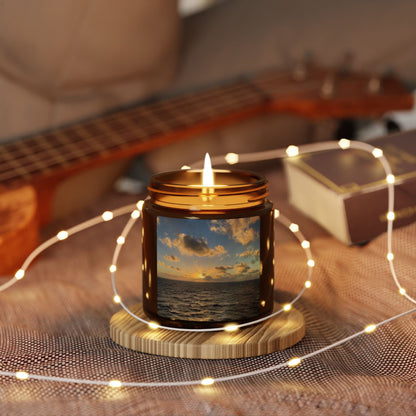 Golden Hour Glow – Ocean Sunset Candle with Coastal Photography Label | Relaxing Scented Jar Candle Gift – 9oz Home Decor for aromatic decor (4 view)