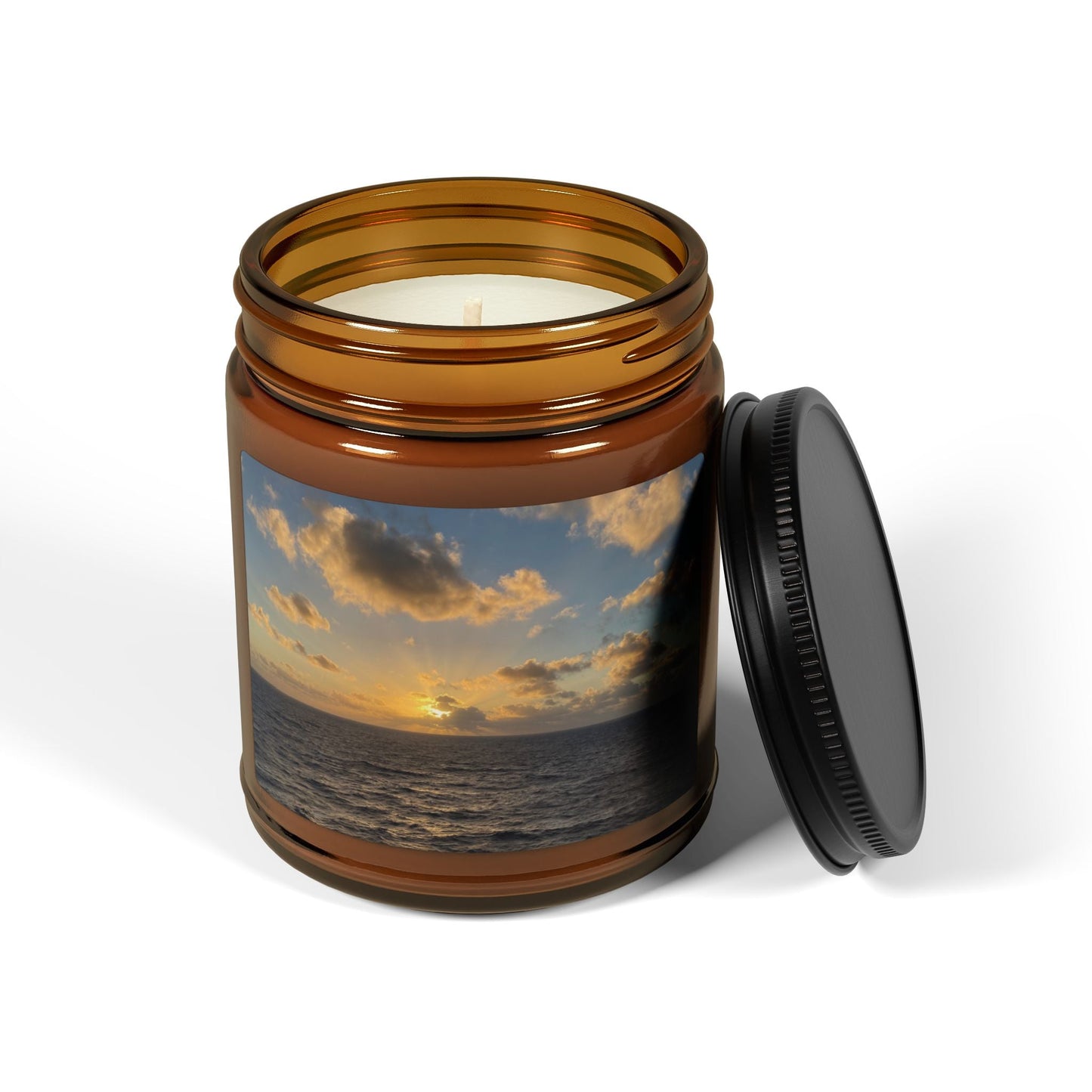 Golden Hour Glow – Ocean Sunset Candle with Coastal Photography Label | Relaxing Scented Jar Candle Gift – 9oz Home Decor for aromatic decor (6 view)