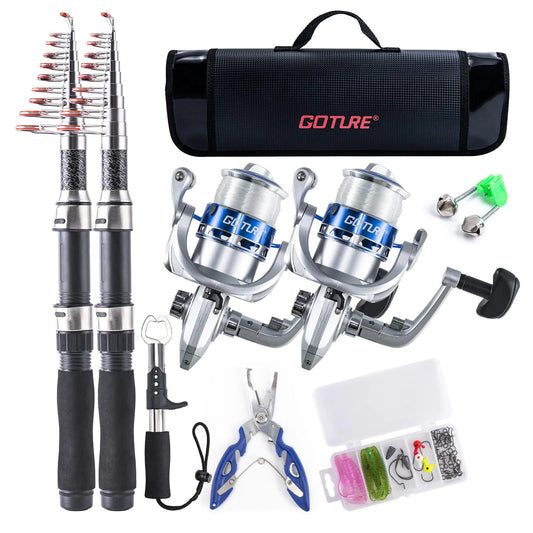 Goture 2 - Pack Telescopic Fishing Rod & Reel Combo – Full Travel Kit with Bag | Saltwater & Freshwater Gear – A:2PCS Fishing Pole Kit with Carrier Bag Fishing Gear for fishing (2 view)