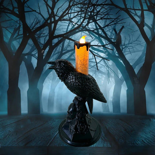 Halloween Crow Lantern – Spooky LED Candlelight Décor | Halloween Decorations – orange for Crow Lantern (2 view)