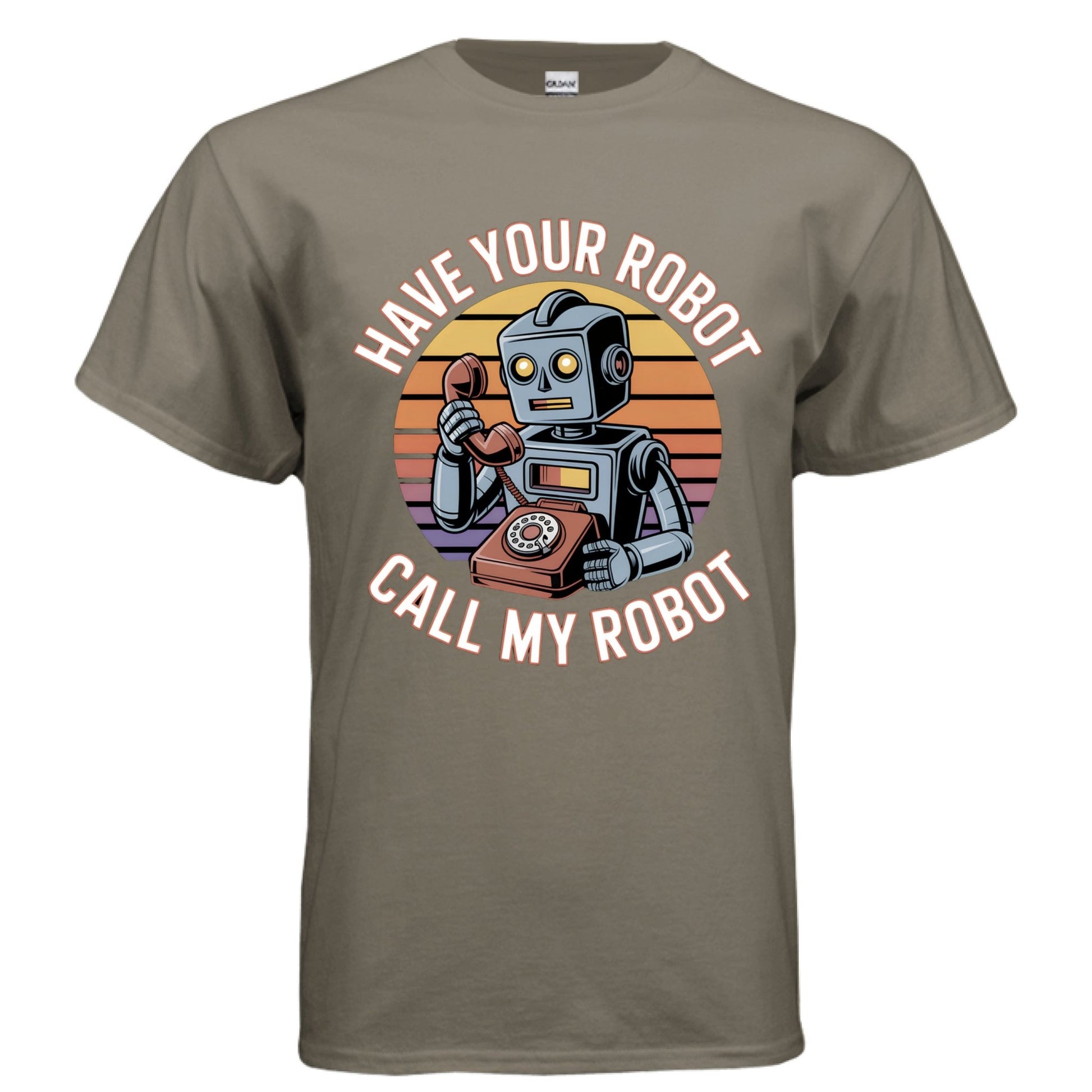 Have Your Robot Call My Robot – Retro AI Humor Shirt | Clowns of E - Com – ANTIQUE ROYAL T-Shirt for Apparel (70 view)