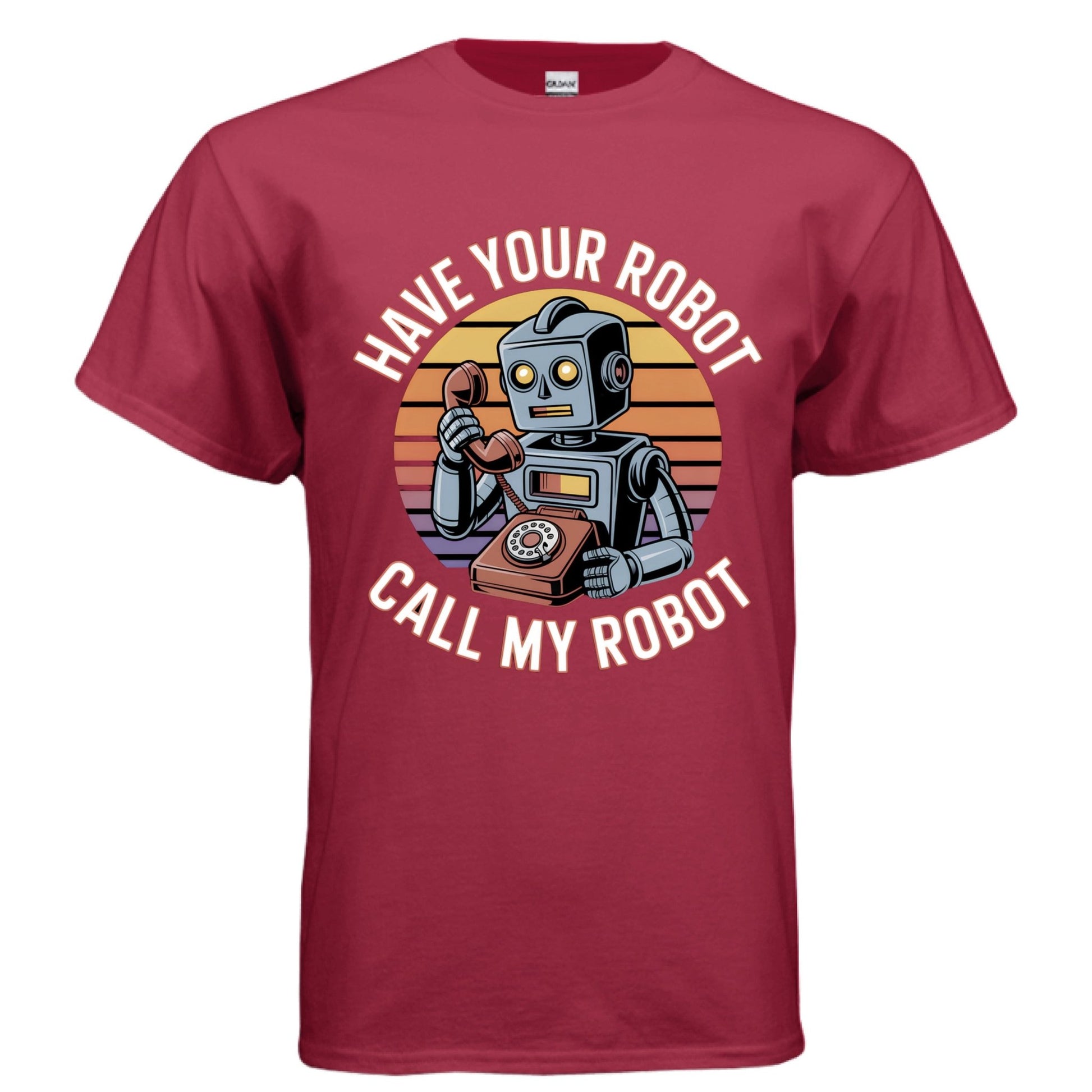 Have Your Robot Call My Robot – Retro AI Humor Shirt | Clowns of E - Com – CHERRY RED T-Shirt for Apparel (22 view)
