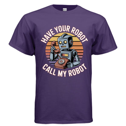 Have Your Robot Call My Robot – Retro AI Humor Shirt | Clowns of E - Com – ANTIQUE ROYAL T-Shirt for Apparel (52 view)