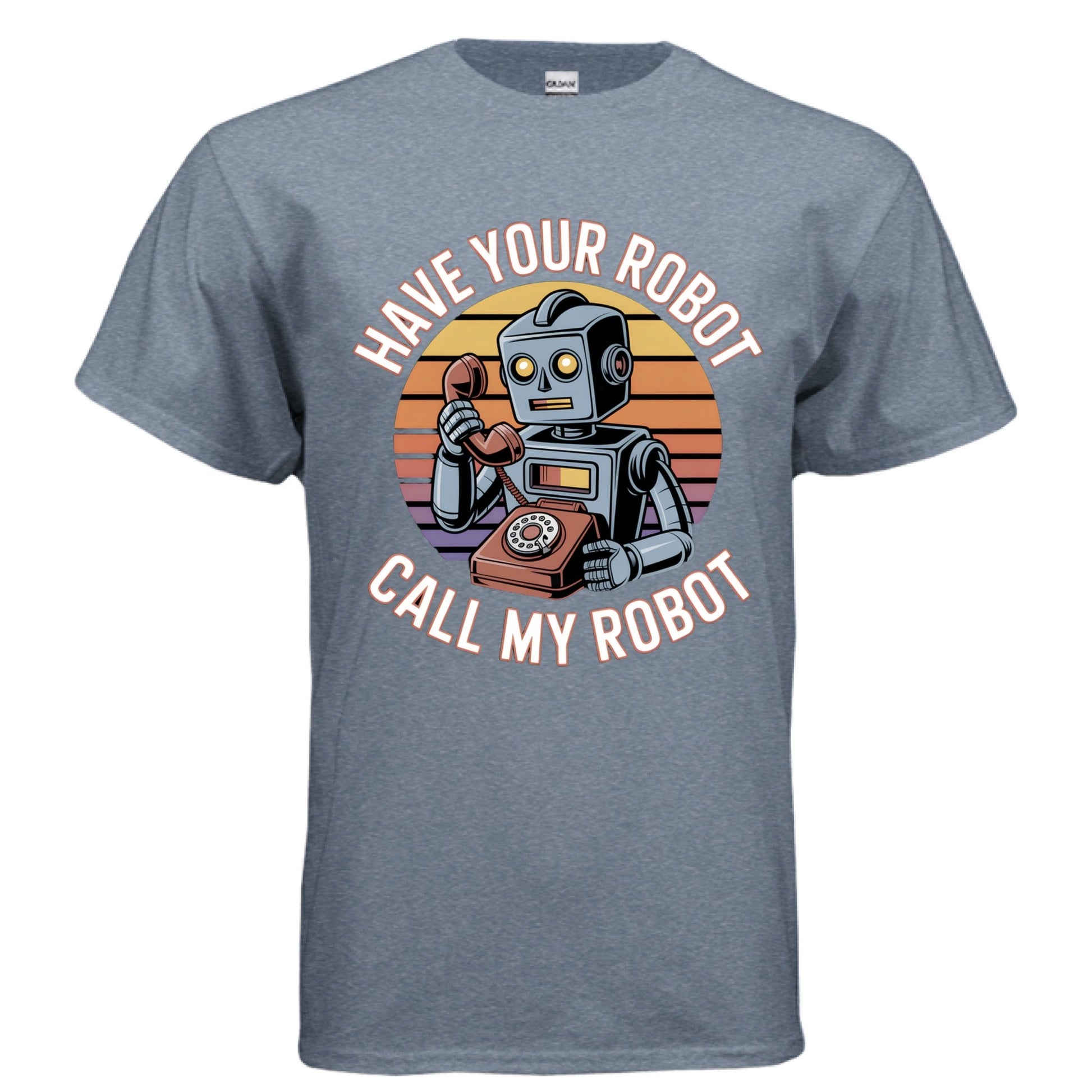 Have Your Robot Call My Robot – Retro AI Humor Shirt | Clowns of E - Com – ANTIQUE ROYAL T-Shirt for Apparel (73 view)