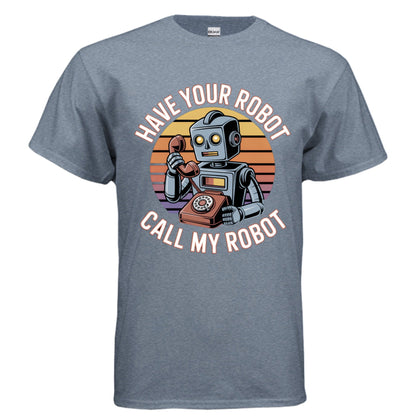 Have Your Robot Call My Robot – Retro AI Humor Shirt | Clowns of E - Com – ANTIQUE ROYAL T-Shirt for Apparel (73 view)