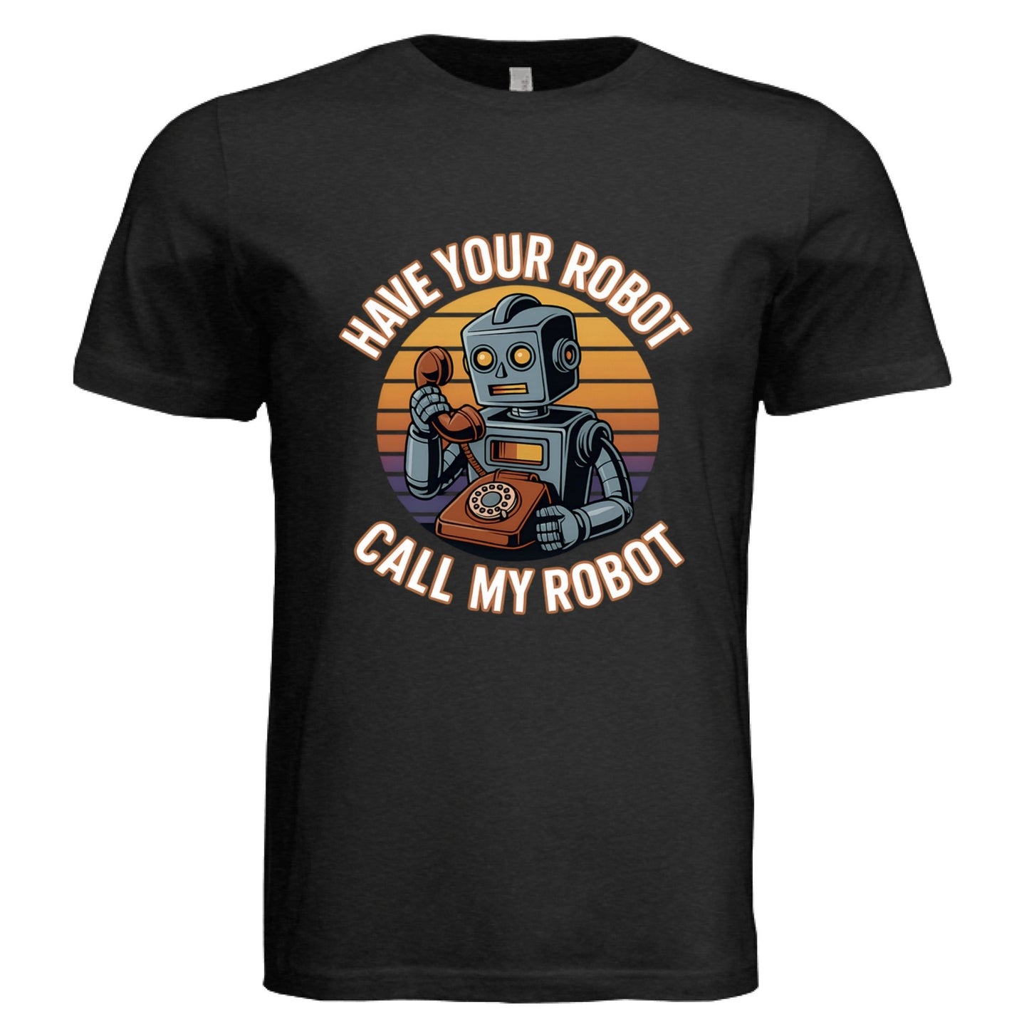 Have Your Robot Call My Robot – Retro AI Humor Shirt Triblend | Clowns of E - Com – BLK HTHR TRIBLND T-Shirt for Apparel (28 view)