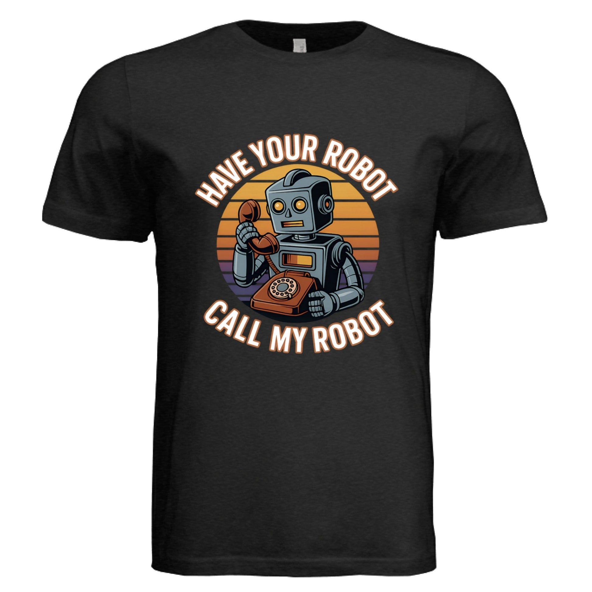 Have Your Robot Call My Robot – Retro AI Humor Shirt Triblend | Clowns of E - Com – BLK HTHR TRIBLND T-Shirt for Apparel (28 view)