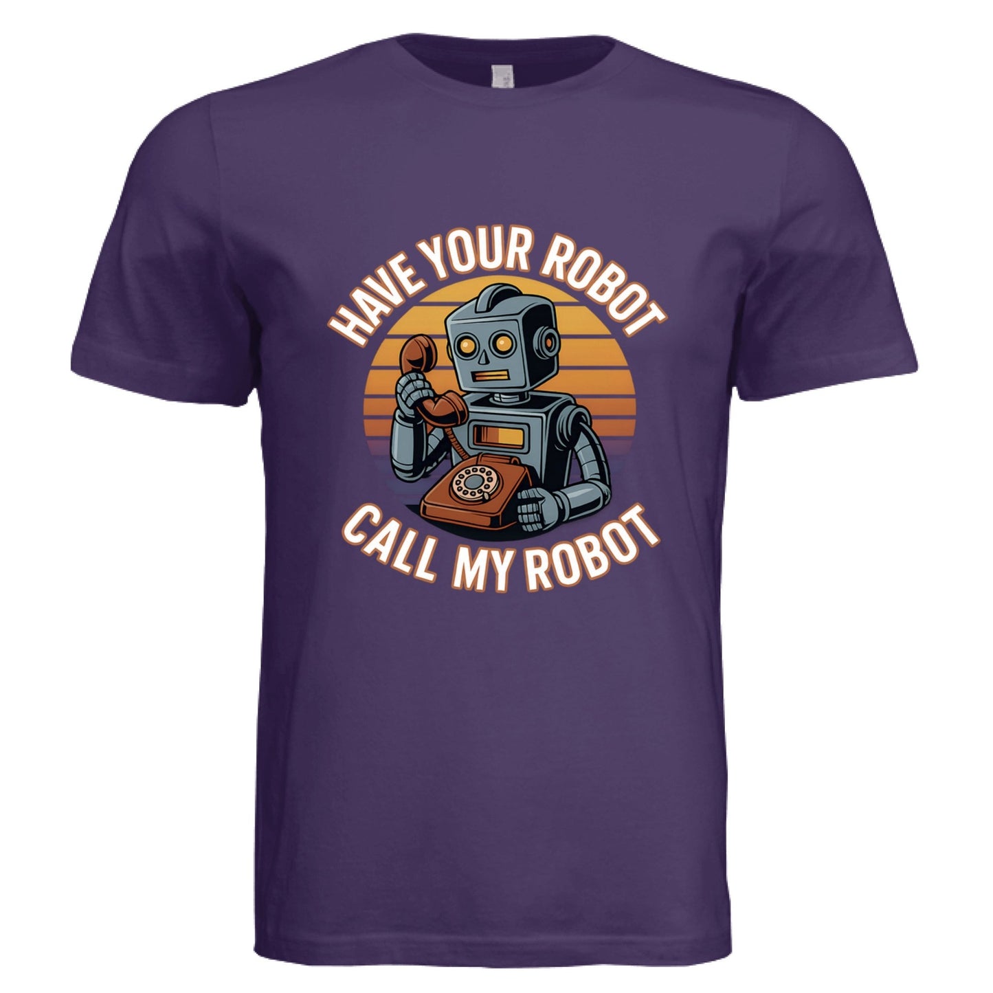 Have Your Robot Call My Robot – Retro AI Humor Shirt Triblend | Clowns of E - Com – Solid Team Purple Triblend T-Shirt for Apparel (16 view)