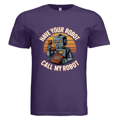 Have Your Robot Call My Robot – Retro AI Humor Shirt Triblend | Clowns of E - Com – Solid Team Purple Triblend T-Shirt for Apparel (16 view)