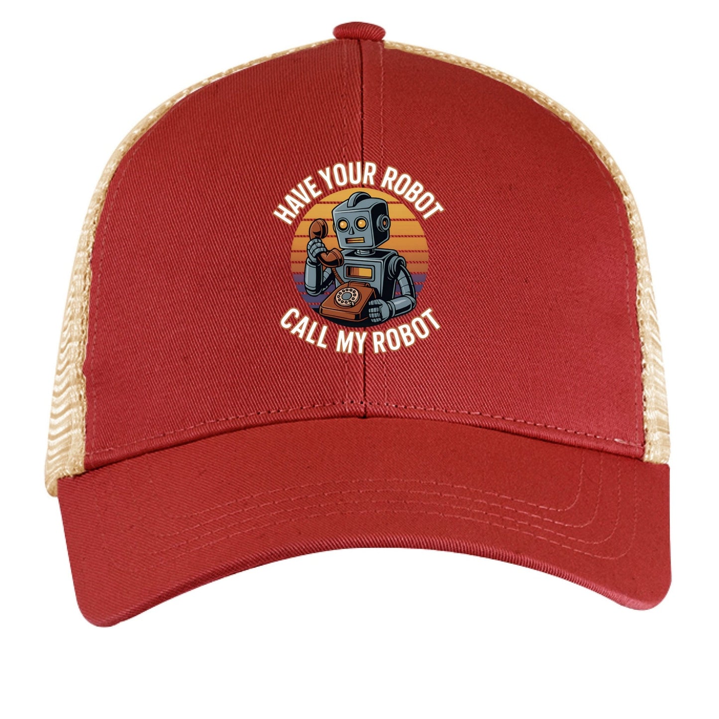 Have Your Robot Call My Robot – Retro AI Humor Trucker Hat | Clowns of E - Com – PICANTE/ OYSTER Hats for Apparel (7 view)