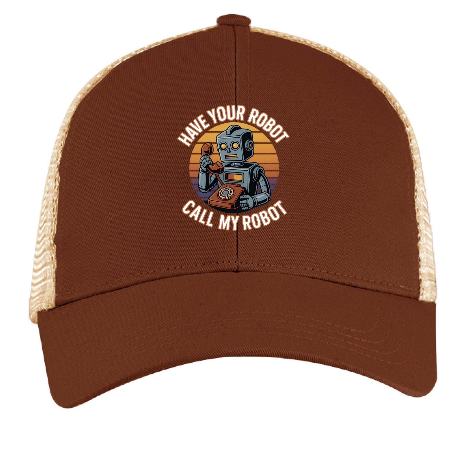 Have Your Robot Call My Robot – Retro AI Humor Trucker Hat | Clowns of E - Com – EARTH / OYSTER Hats for Apparel (9 view)