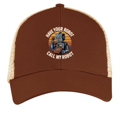 Have Your Robot Call My Robot – Retro AI Humor Trucker Hat | Clowns of E - Com – EARTH / OYSTER Hats for Apparel (9 view)