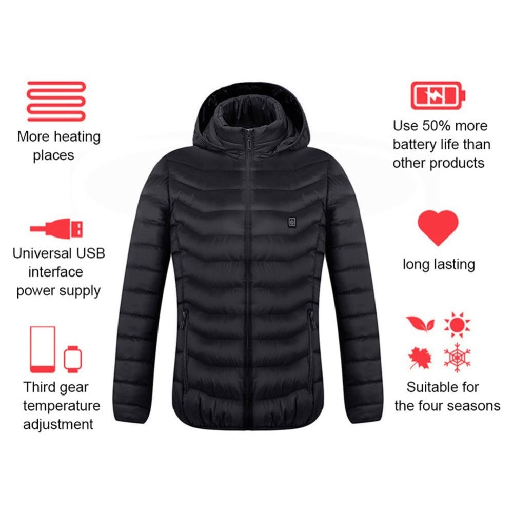 Heated Jacket – USB Electric Winter Coat with 3 Heat Levels | Men’s Thermal Outerwear – Black Zone2 Coats & Jackets for Cold Weather (7 view)