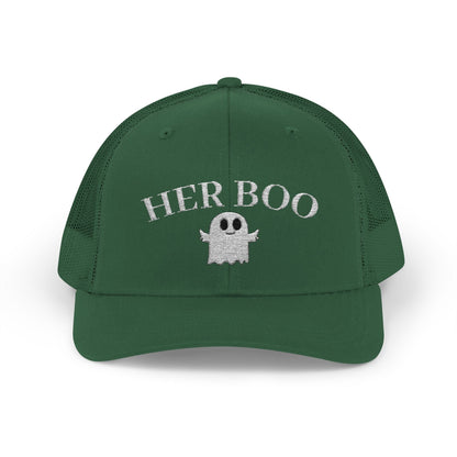 Her Boo Halloween Hat – Cute Ghost Embroidered Trucker Cap | Couples Matching Outfit – Evergreen Hats for Casual Fashion (28 view)