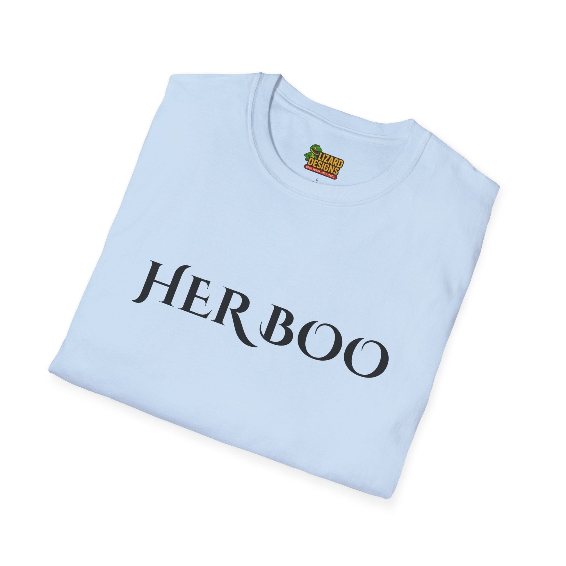 Her Boo Halloween Shirt – Matching Couples Tee | Spooky Season Apparel – Light Blue T-Shirt for Anniversary Gift (28 view)