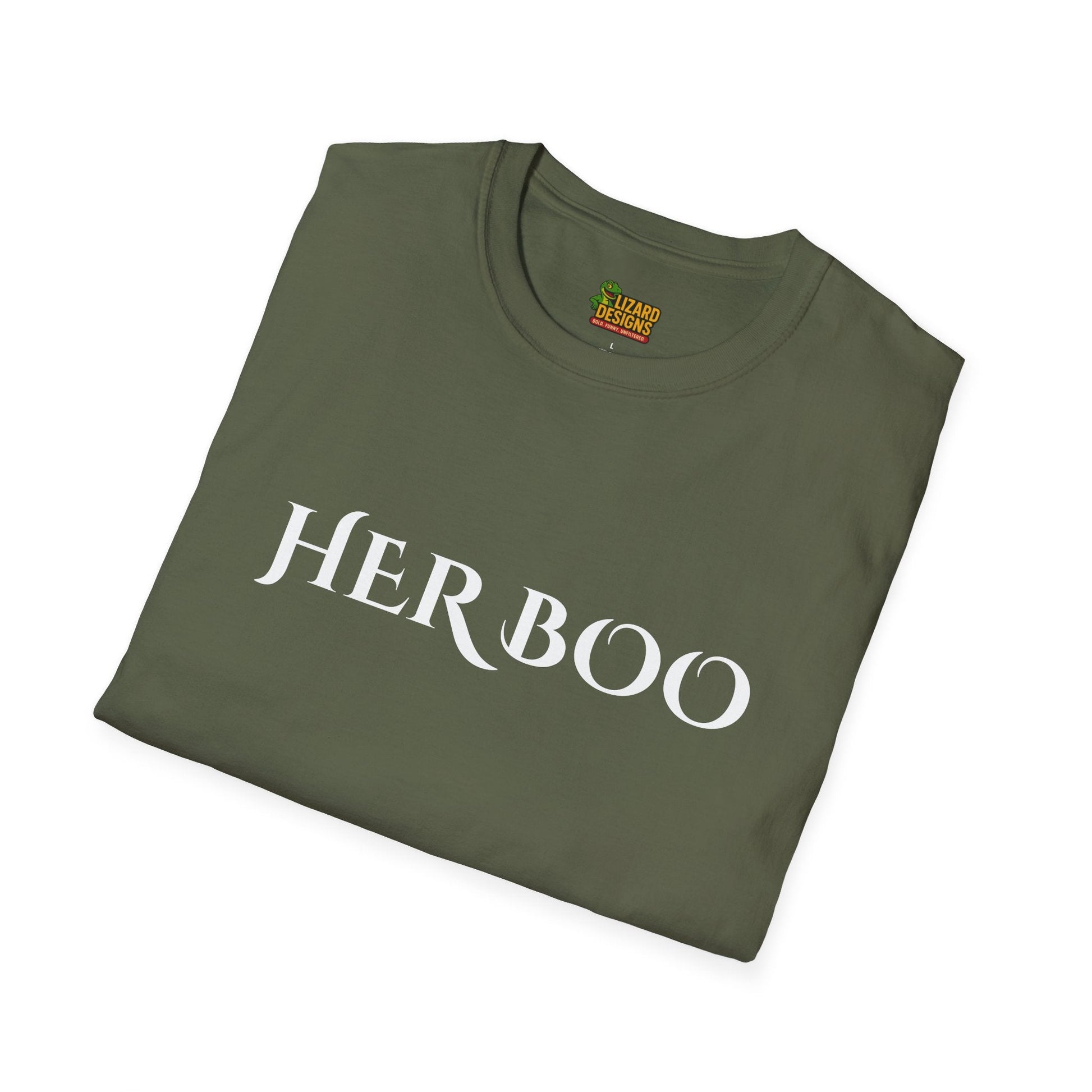 Her Boo Halloween Shirt – Matching Couples Tee | Spooky Season Apparel – Military Green T-Shirt for Anniversary Gift (16 view)