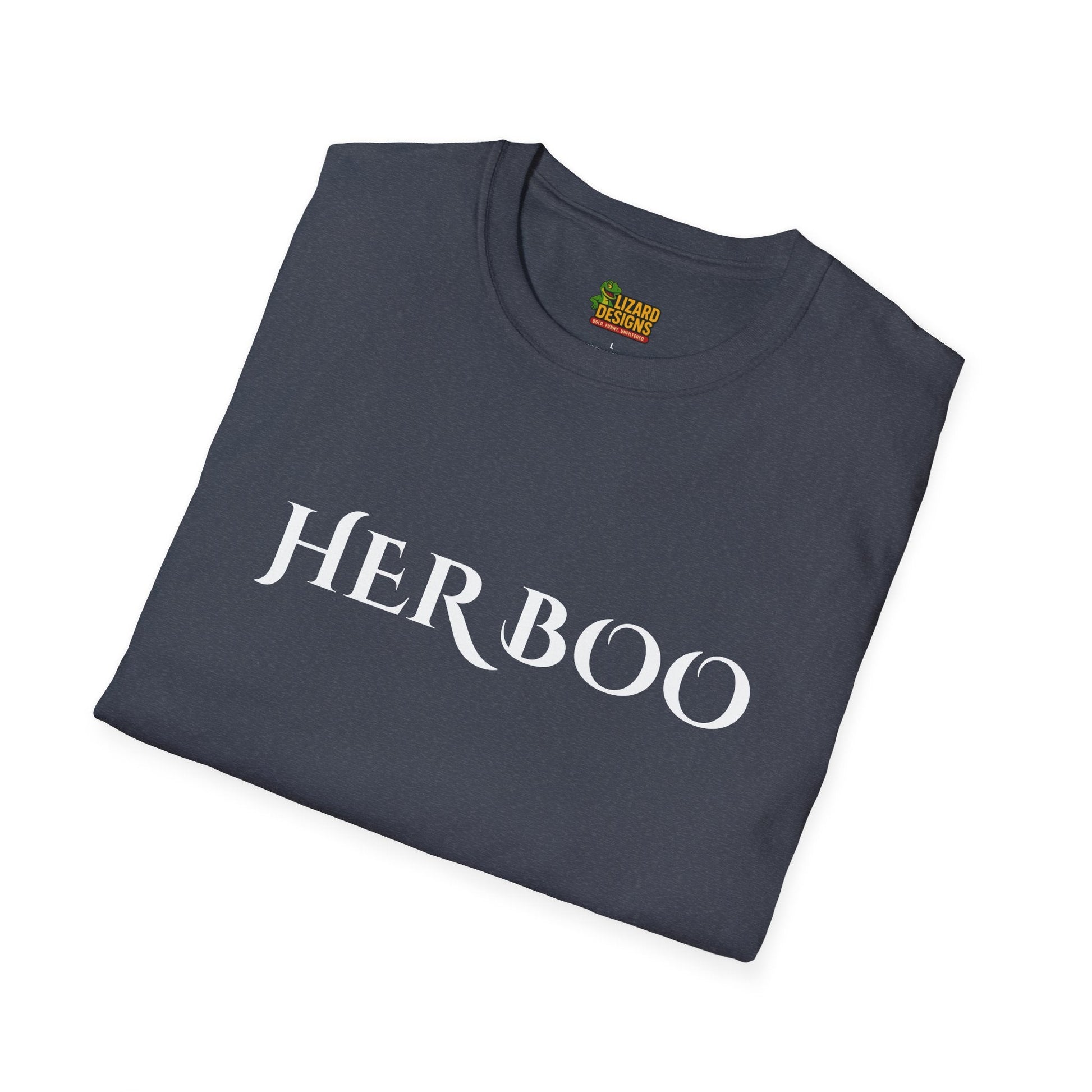 Her Boo Halloween Shirt – Matching Couples Tee | Spooky Season Apparel – Heather Navy T-Shirt for Anniversary Gift (46 view)