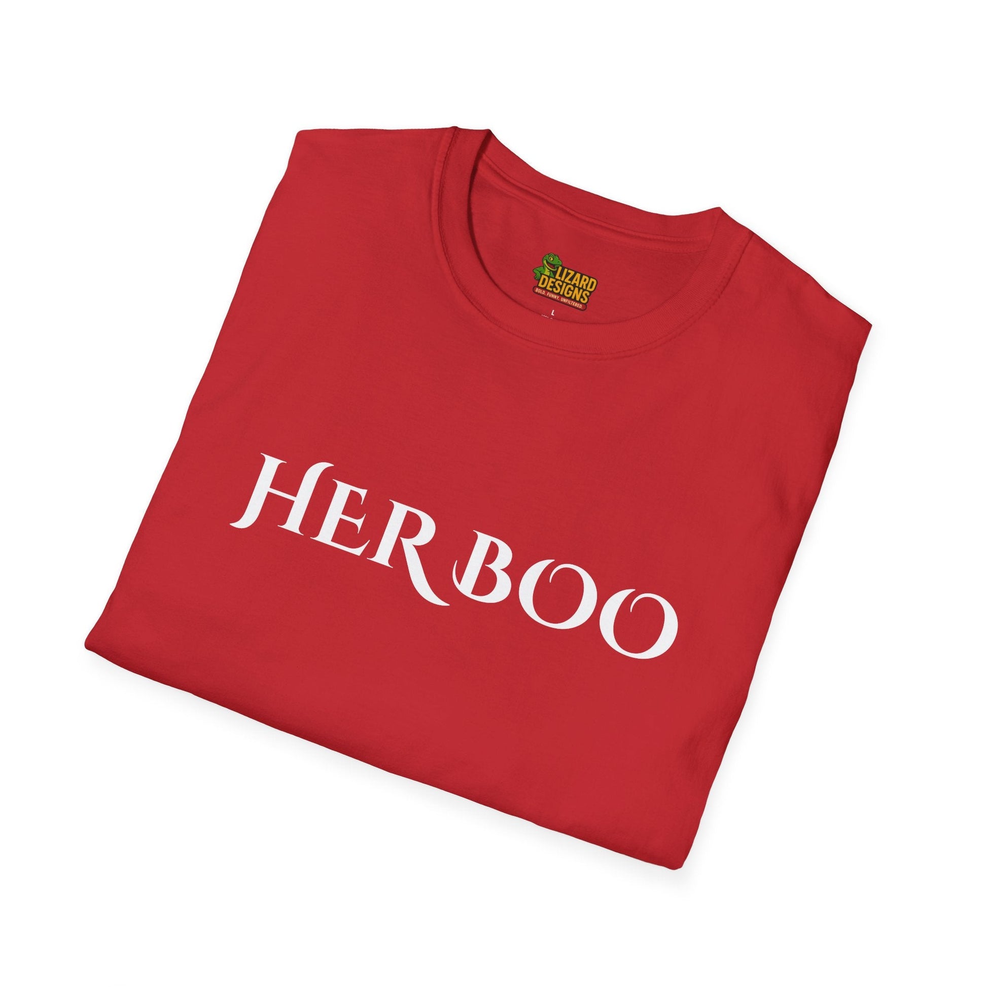 Her Boo Halloween Shirt – Matching Couples Tee | Spooky Season Apparel – Red T-Shirt for Anniversary Gift (52 view)