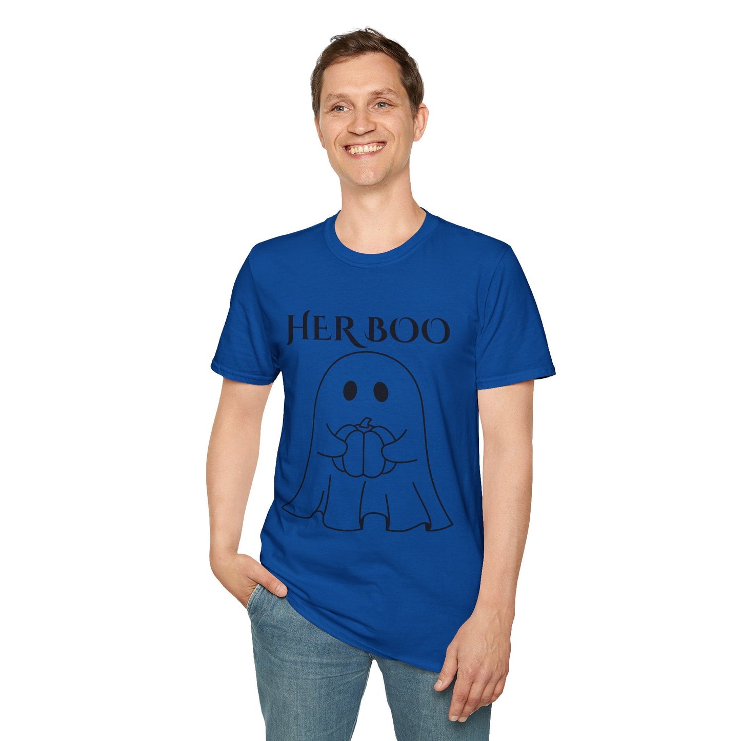 Her Boo Halloween Shirt with Ghost – Matching Couples Tee | Spooky Season Apparel – Military Green T-Shirt for Anniversary Gift (14 view)