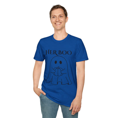 Her Boo Halloween Shirt with Ghost – Matching Couples Tee | Spooky Season Apparel – Military Green T-Shirt for Anniversary Gift (14 view)