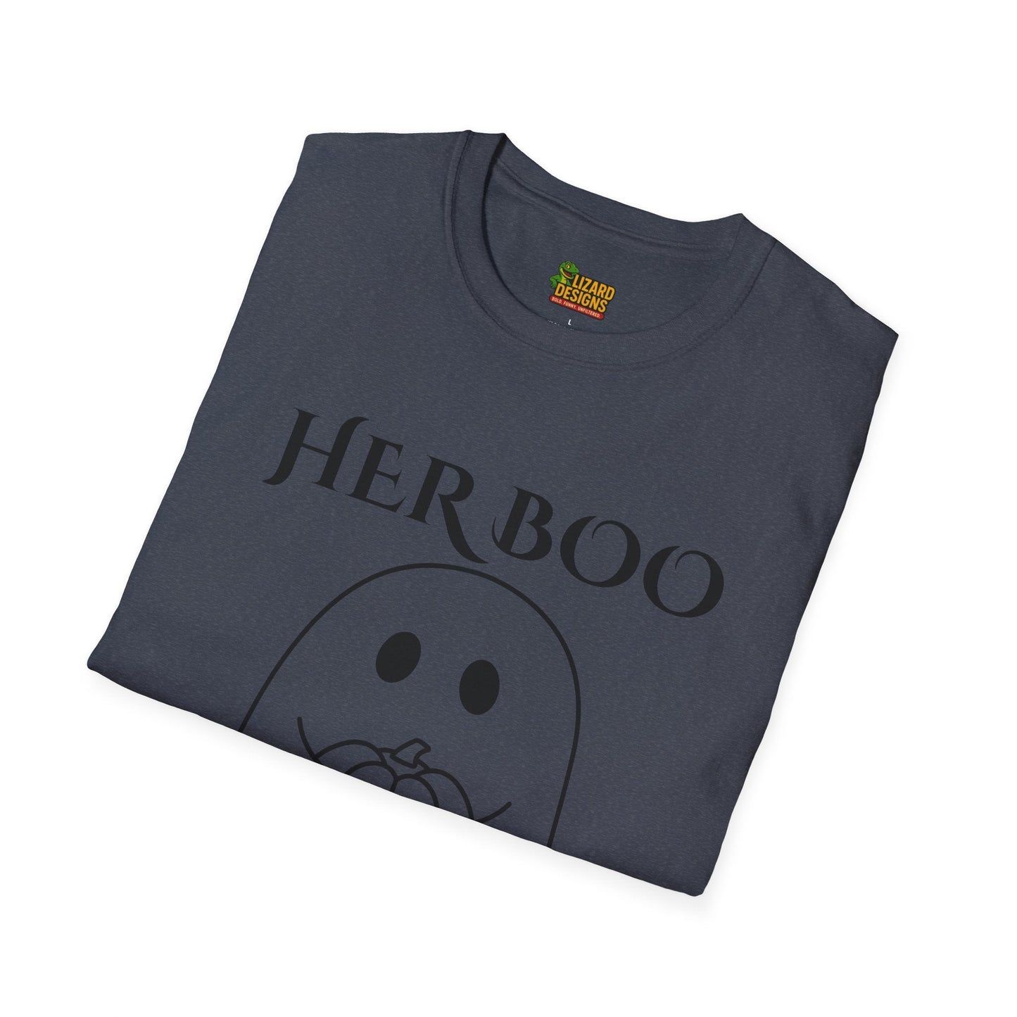 Her Boo Halloween Shirt with Ghost – Matching Couples Tee | Spooky Season Apparel – Dark Heather T-Shirt for Anniversary Gift (40 view)