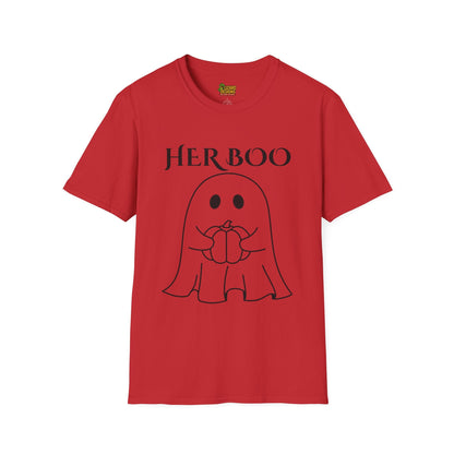 Her Boo Halloween Shirt with Ghost – Matching Couples Tee | Spooky Season Apparel – Red T-Shirt for Anniversary Gift (27 view)