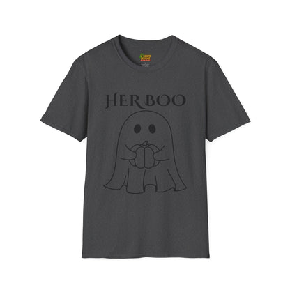 Her Boo Halloween Shirt with Ghost – Matching Couples Tee | Spooky Season Apparel – Dark Heather T-Shirt for Anniversary Gift (39 view)