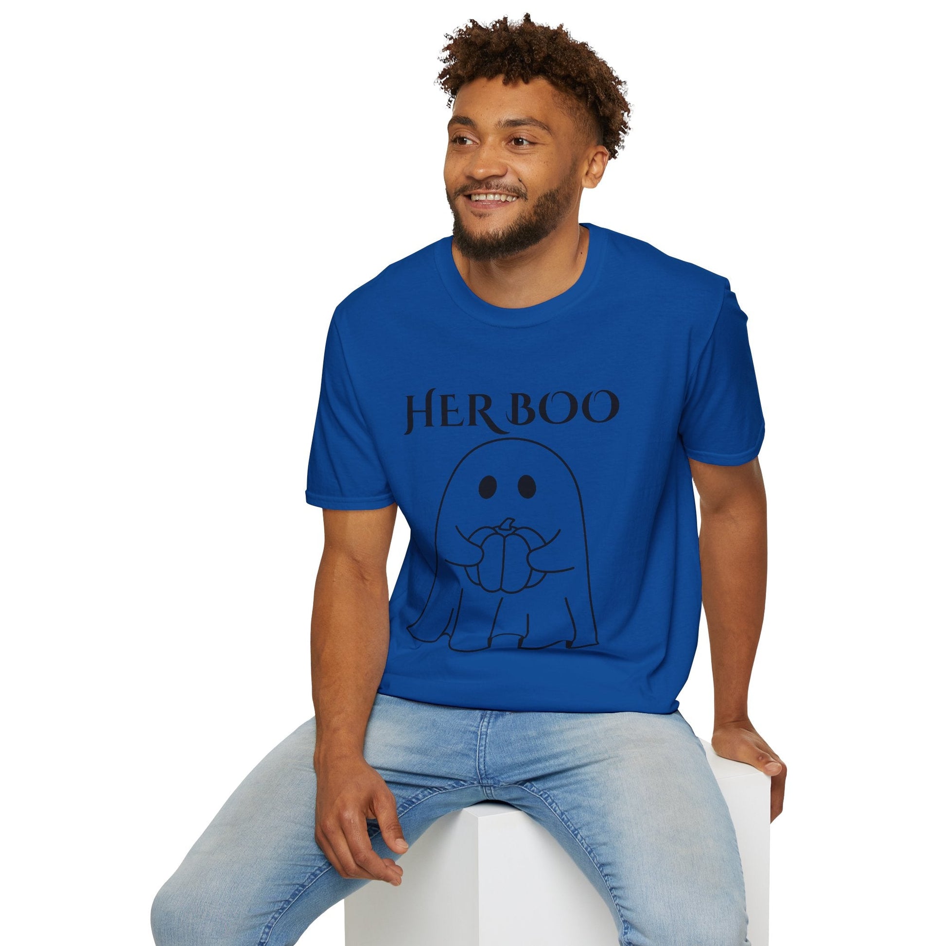 Her Boo Halloween Shirt with Ghost – Matching Couples Tee | Spooky Season Apparel – Military Green T-Shirt for Anniversary Gift (13 view)