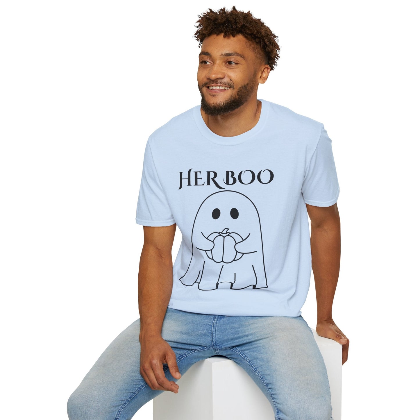 Her Boo Halloween Shirt with Ghost – Matching Couples Tee | Spooky Season Apparel – Red T-Shirt for Anniversary Gift (31 view)