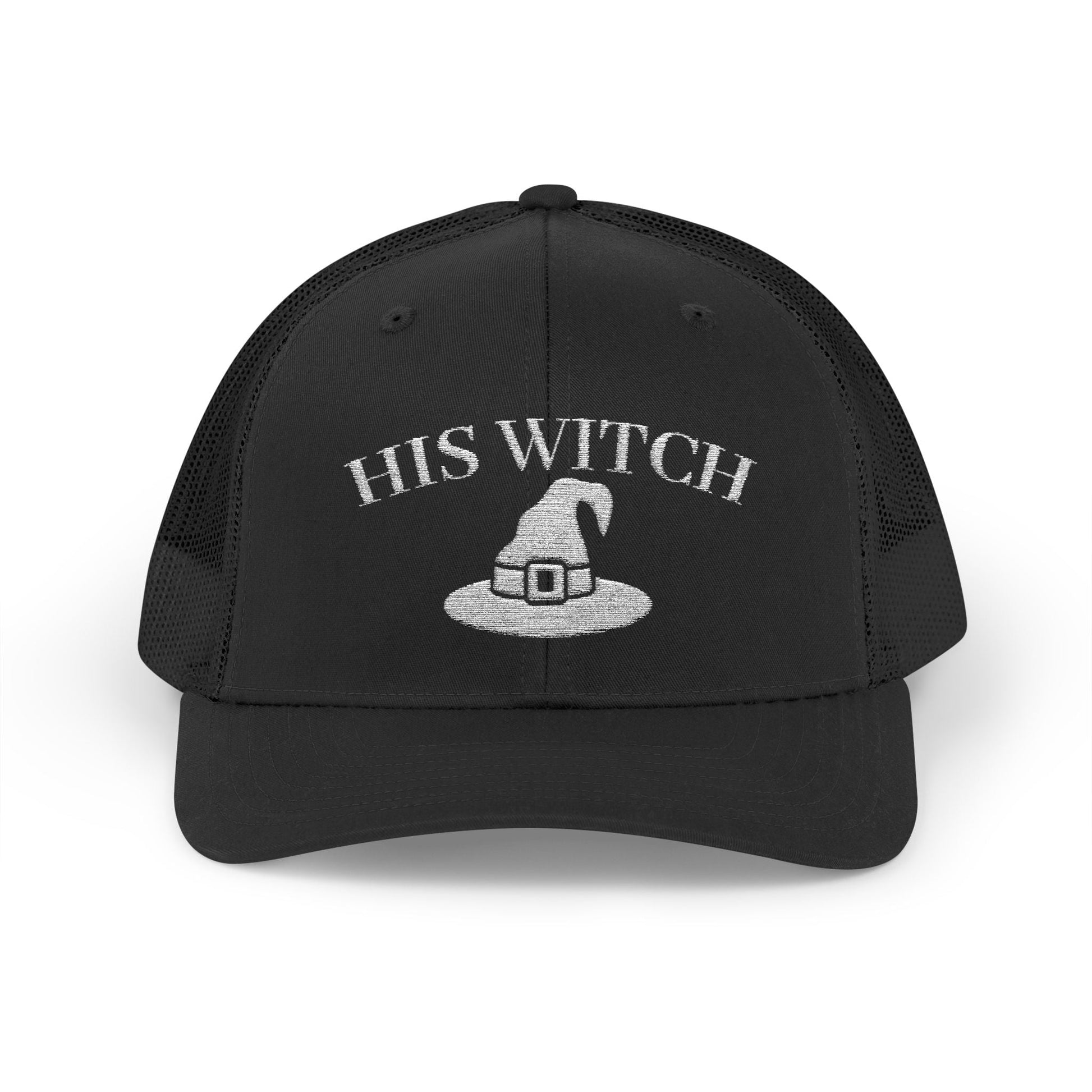 His Witch Halloween Hat – Embroidered Trucker Cap | Couples Matching Outfit – Black Hats for Casual Fashion (7 view)