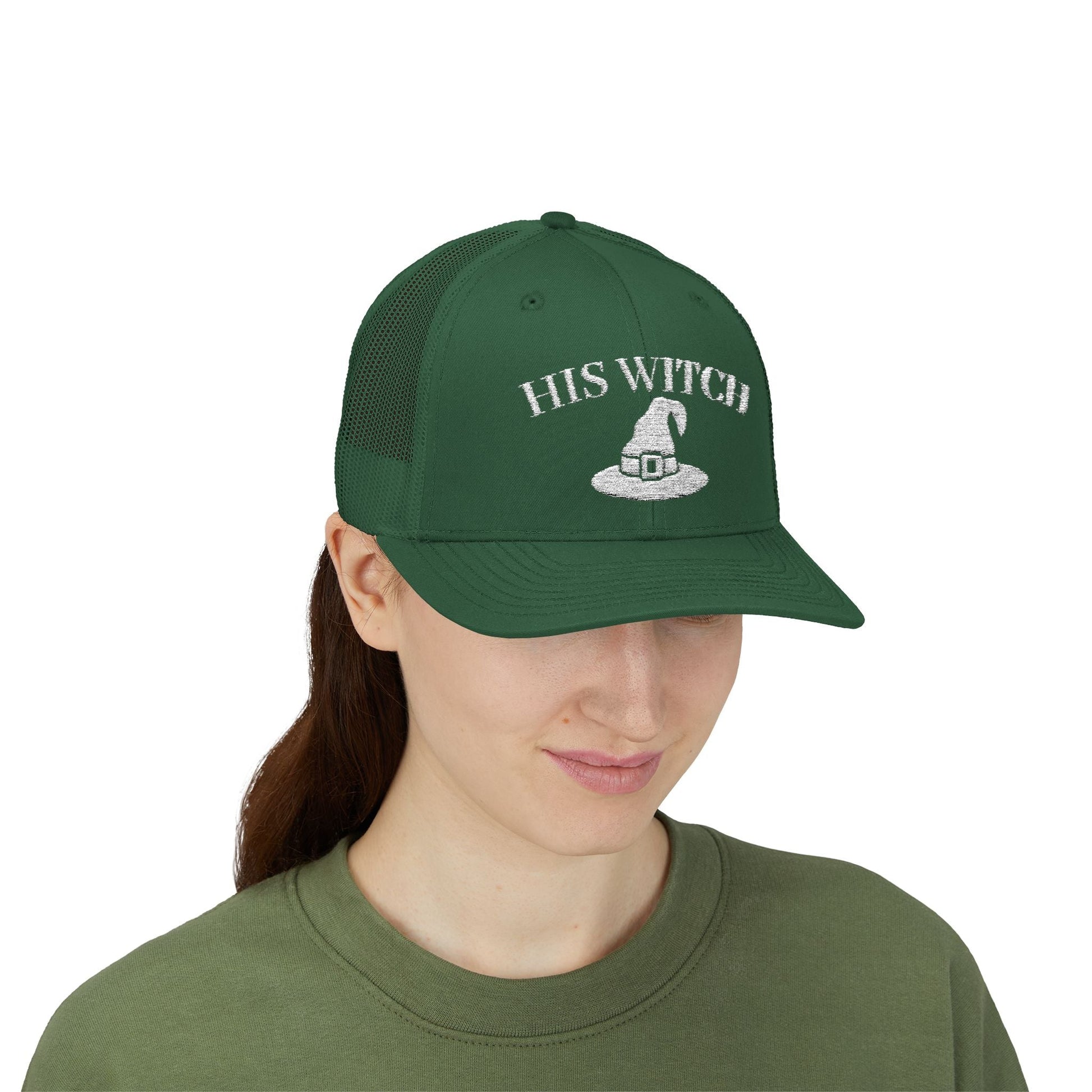 His Witch Halloween Hat – Embroidered Trucker Cap | Couples Matching Outfit – Evergreen Hats for Casual Fashion (32 view)