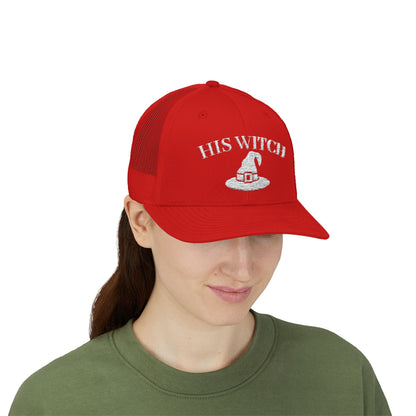 His Witch Halloween Hat – Embroidered Trucker Cap | Couples Matching Outfit – Red Hats for Casual Fashion (5 view)