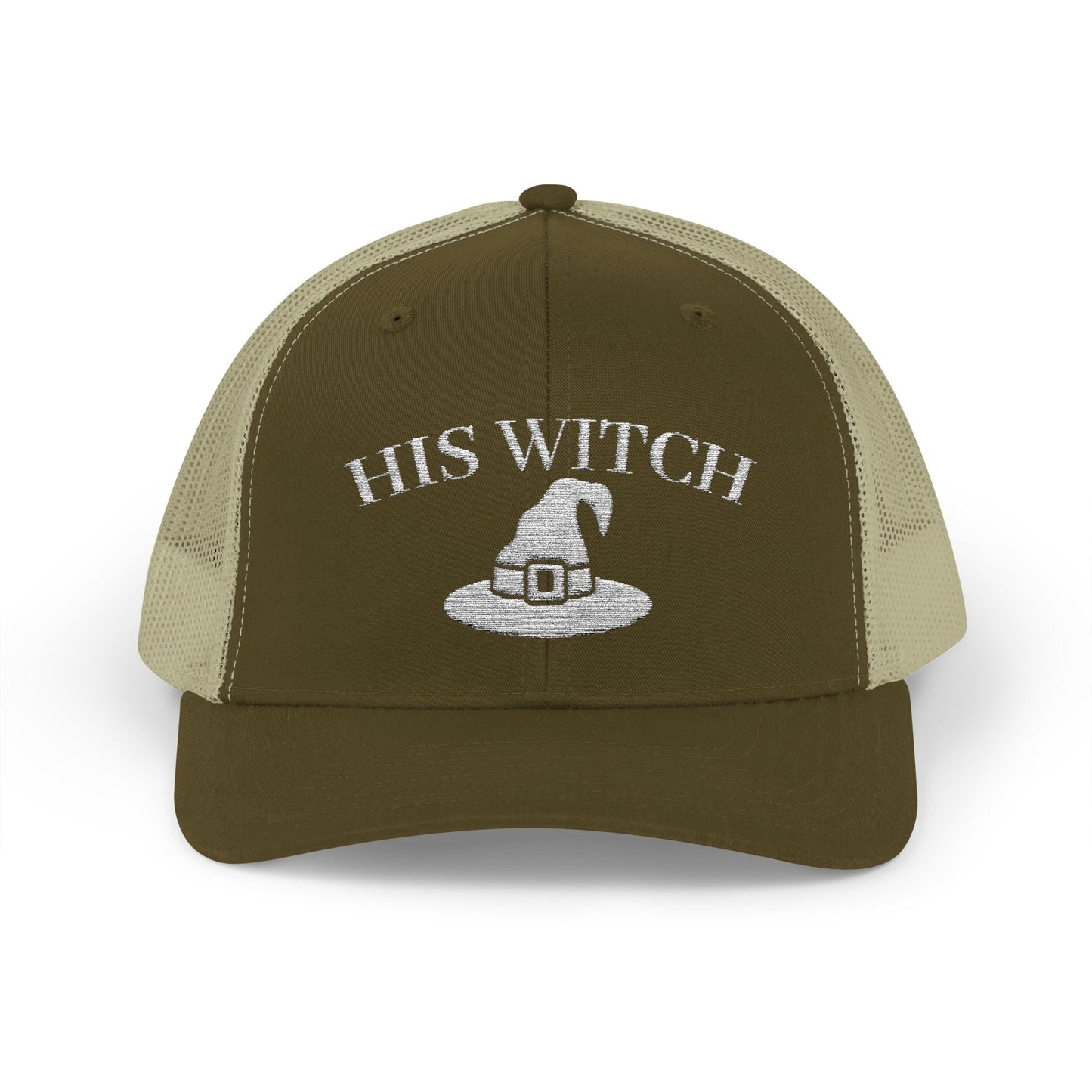 His Witch Halloween Hat – Embroidered Trucker Cap | Couples Matching Outfit – Moss / Khaki Hats for Casual Fashion (28 view)