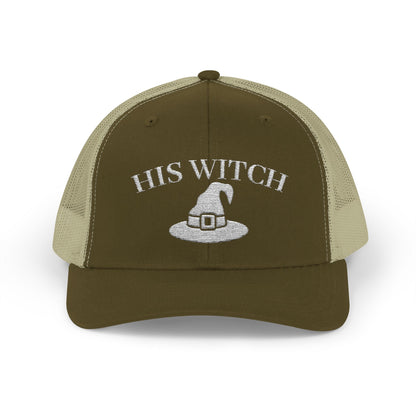 His Witch Halloween Hat – Embroidered Trucker Cap | Couples Matching Outfit – Moss / Khaki Hats for Casual Fashion (28 view)