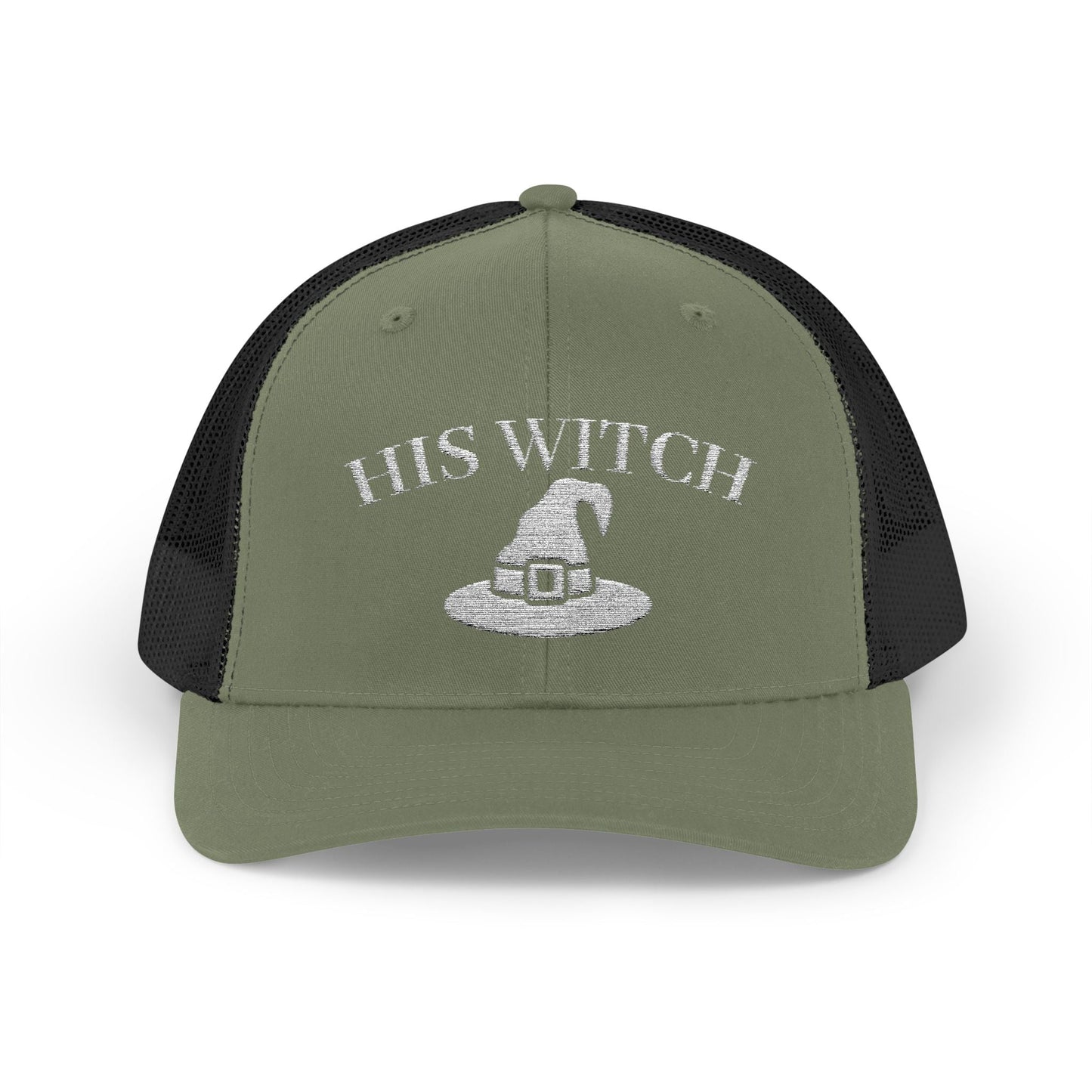 His Witch Halloween Hat – Embroidered Trucker Cap | Couples Matching Outfit – Loden / Black Hats for Casual Fashion (16 view)