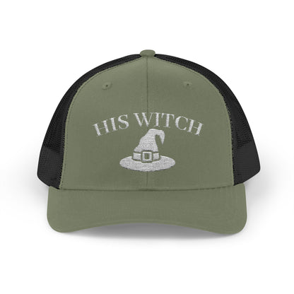 His Witch Halloween Hat – Embroidered Trucker Cap | Couples Matching Outfit – Loden / Black Hats for Casual Fashion (16 view)