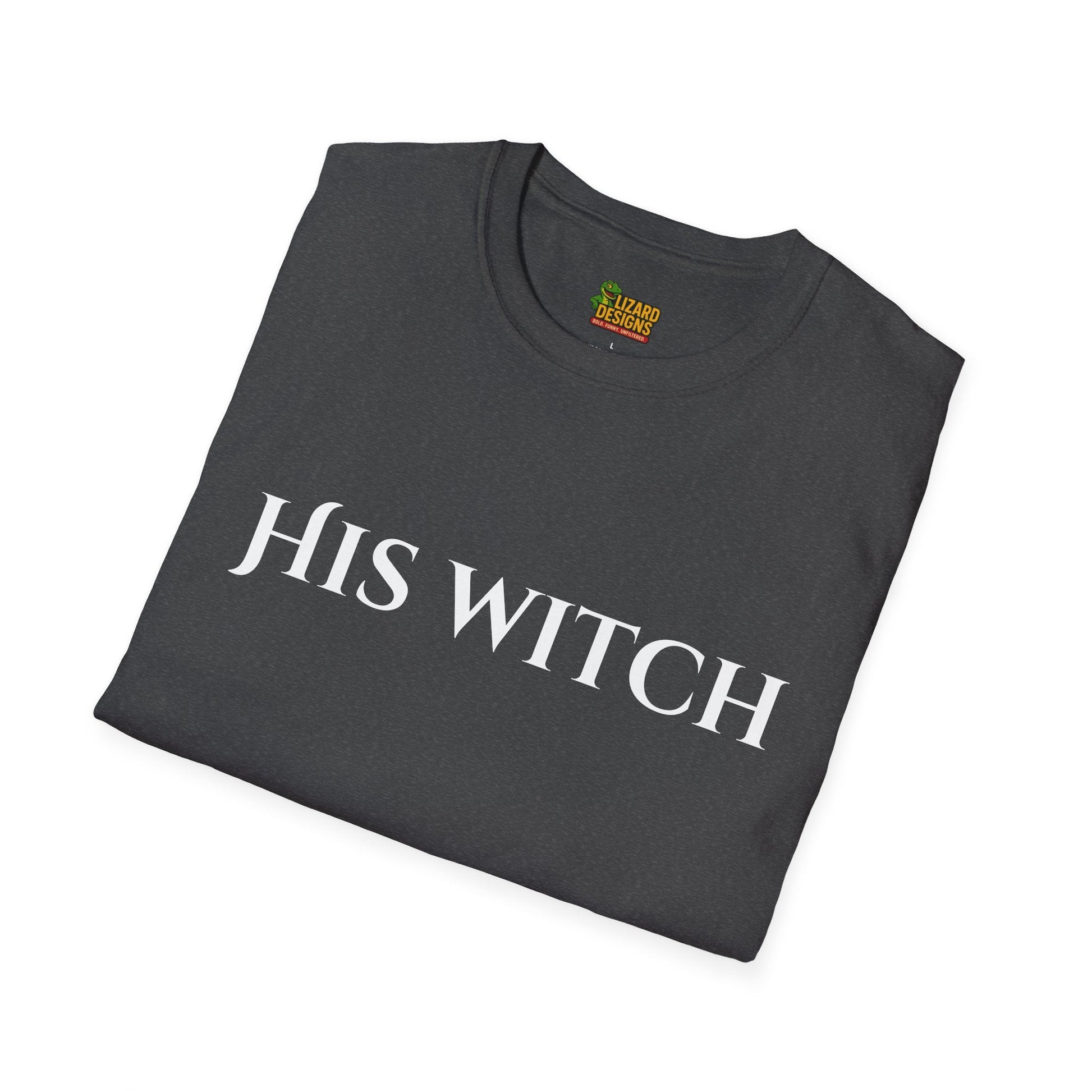 His Witch Halloween Shirt – Matching Couples Tee | Spooky Season Apparel – Dark Heather T-Shirt for Anniversary Gift (22 view)