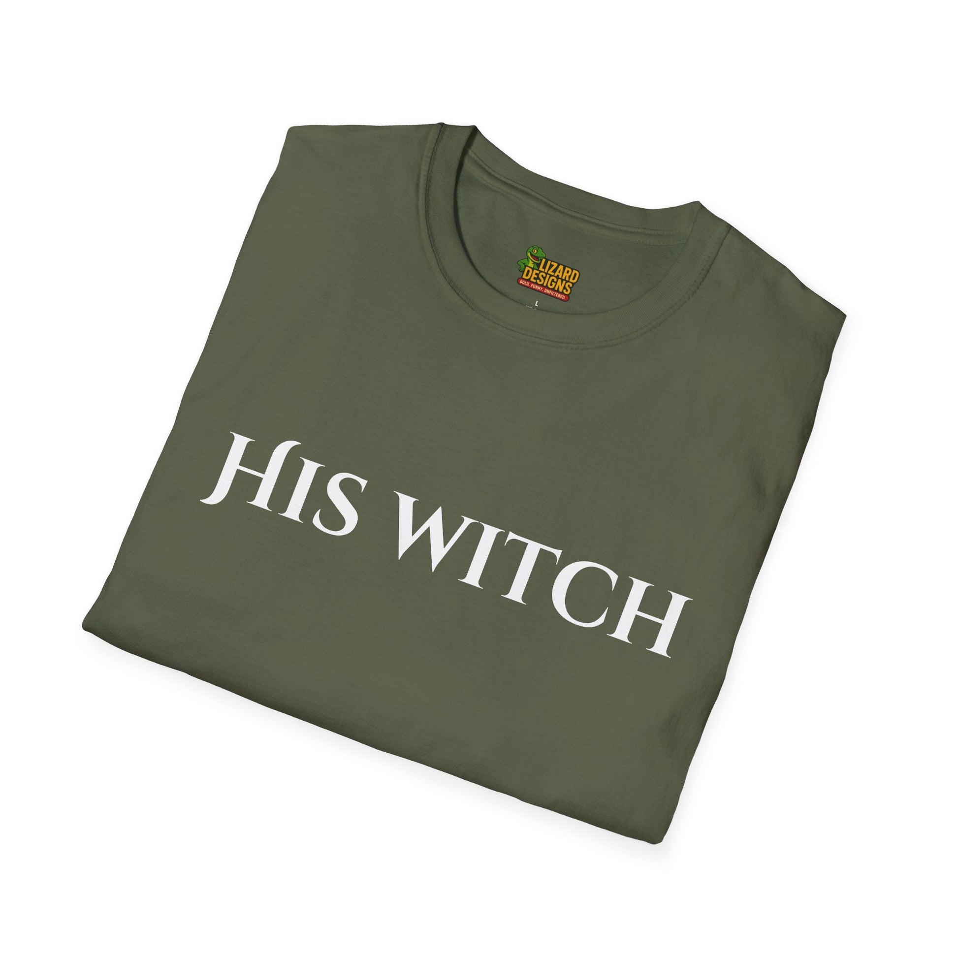 His Witch Halloween Shirt – Matching Couples Tee | Spooky Season Apparel – Military Green T-Shirt for Anniversary Gift (16 view)