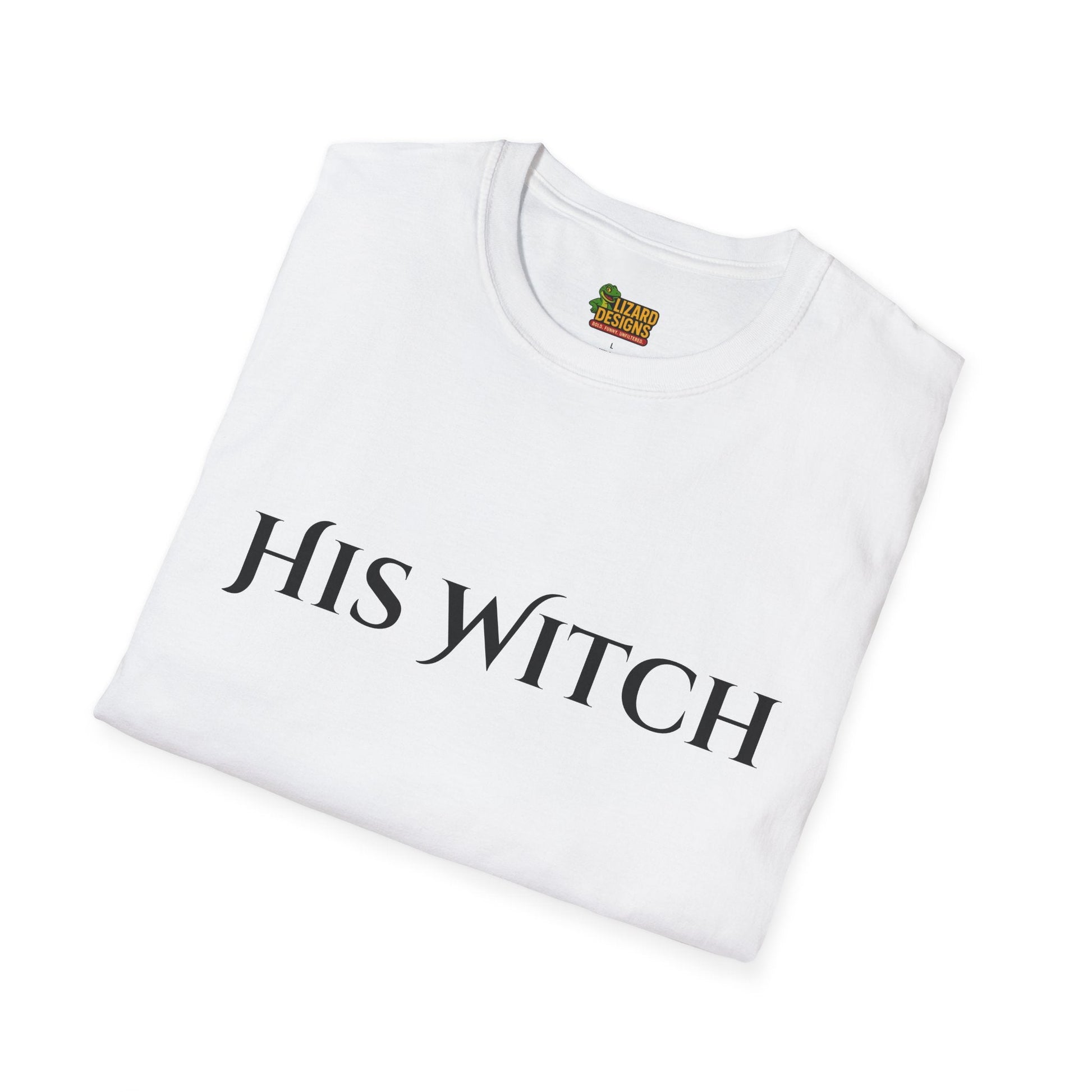 His Witch Halloween Shirt – Matching Couples Tee | Spooky Season Apparel – White T-Shirt for Anniversary Gift (10 view)