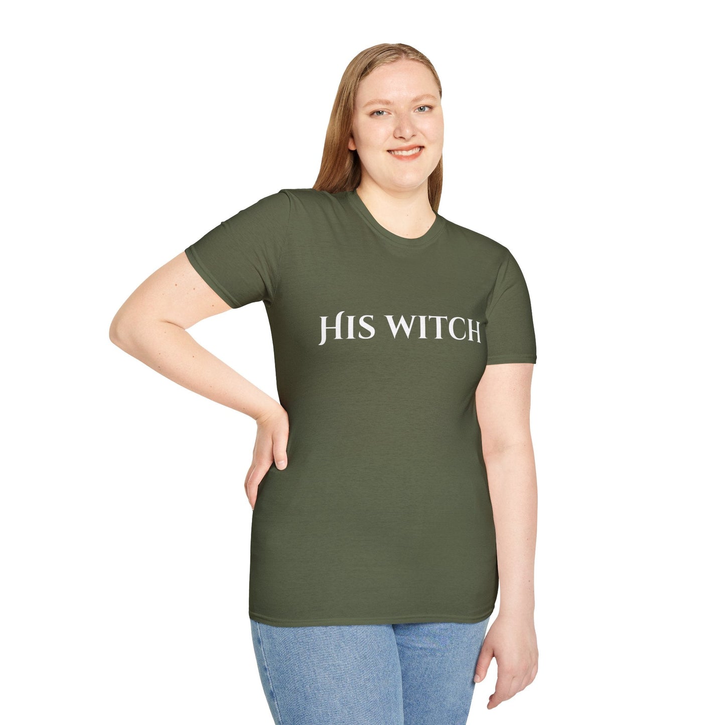 His Witch Halloween Shirt – Matching Couples Tee | Spooky Season Apparel – White T-Shirt for Anniversary Gift (14 view)