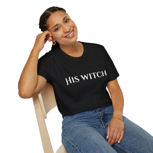 His Witch Halloween Shirt – Matching Couples Tee | Spooky Season Apparel – Light Blue T-Shirt for Anniversary Gift (1 view)